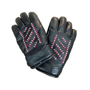 Vintgage 80s Men's Faux Leather Black Fleece lined Gloves Size M
